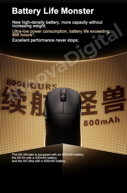 Mouse da gaming wireless ATK Dragonfly A9 Ultimate A9 Air PAW3950 ultraleggero ergonomico e-sport per gamer FPS CSGO A9 Ultra