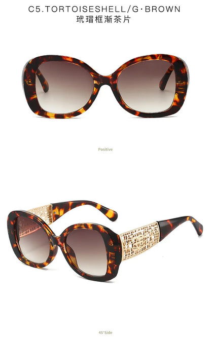 Hot Designer Fashion Women's Sunglasses Premium Retro Sunglasses Large Frame Metal Toad Glasses