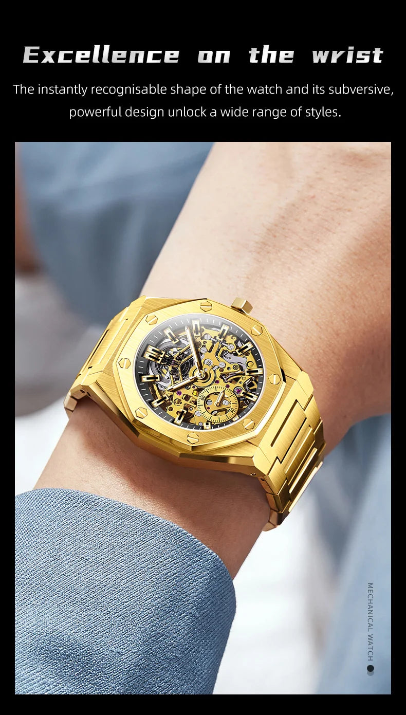 OLEVS 6669 Fully hollow men's watch luxury automatic mechanical watch men's 30M waterproof Man Wristwatches