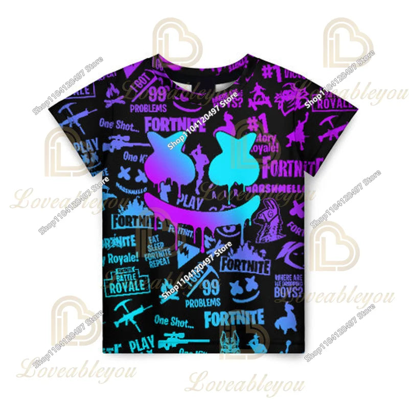 T-shirt Fortnite para Crianças Banana Peely, T-shirt para Homem e Mulher, T-shirt Battle Royale, Top de Verão Harajuku
