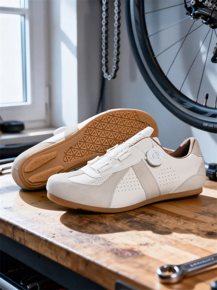 Scarpe da mountain bike da donna senza chiusura, senza tacchette, scarpe da ciclismo su strada RB Speed con suola in gomma, scarpe da ciclismo da uomo con suola in gomma