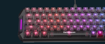 Teclado Gaming Mecânico DarkBeacon Flux 68 HE com Switches Magnéticos Hot Swappable, USB-C com Fio, RGB, Layout 65%