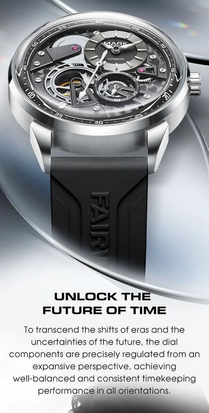 MARK FAIRWHALE Men’s Luxury Automatic Mechanical Watch  46mm Stainless Steel Business Wristwatch