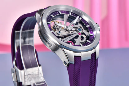 Ceas pentru bărbați PAGANI DESIGN – Model mecanic automat de lux, de tip „schelet” (cu mecanism expus), dotat cu un tourbillon, sticlă de safir cu tratament antireflex, rezistent la apă și luminescent.