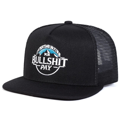 Unisex BULLSHIT PAY Embroidery Hip-hop Net Hats Spring Summer Outdoor Adjustable Sports Casual Baseball Caps Sunscreen Hat Cap