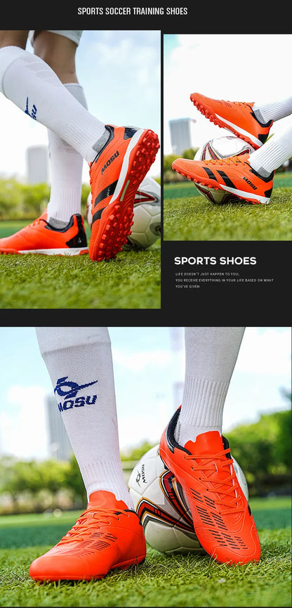 New Men's and Women's Football Shoes, Indoor and Outdoor Sports Shoes with Long and Broken Studs for Football Training Mat