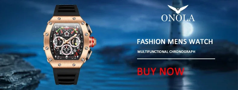 Fashion Luxury Men's Watch ONOLA Hollow Out Rudder Flywheel Fully Automatic Mechanical Waterproof Silicone Watches Clock