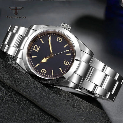 Tandorio Mechanical Automatic 36mm/39mm Explorer Style Watch Sapphire Glass Miyota8215 or PT5000 Men's Wristwatch Glide Clasp