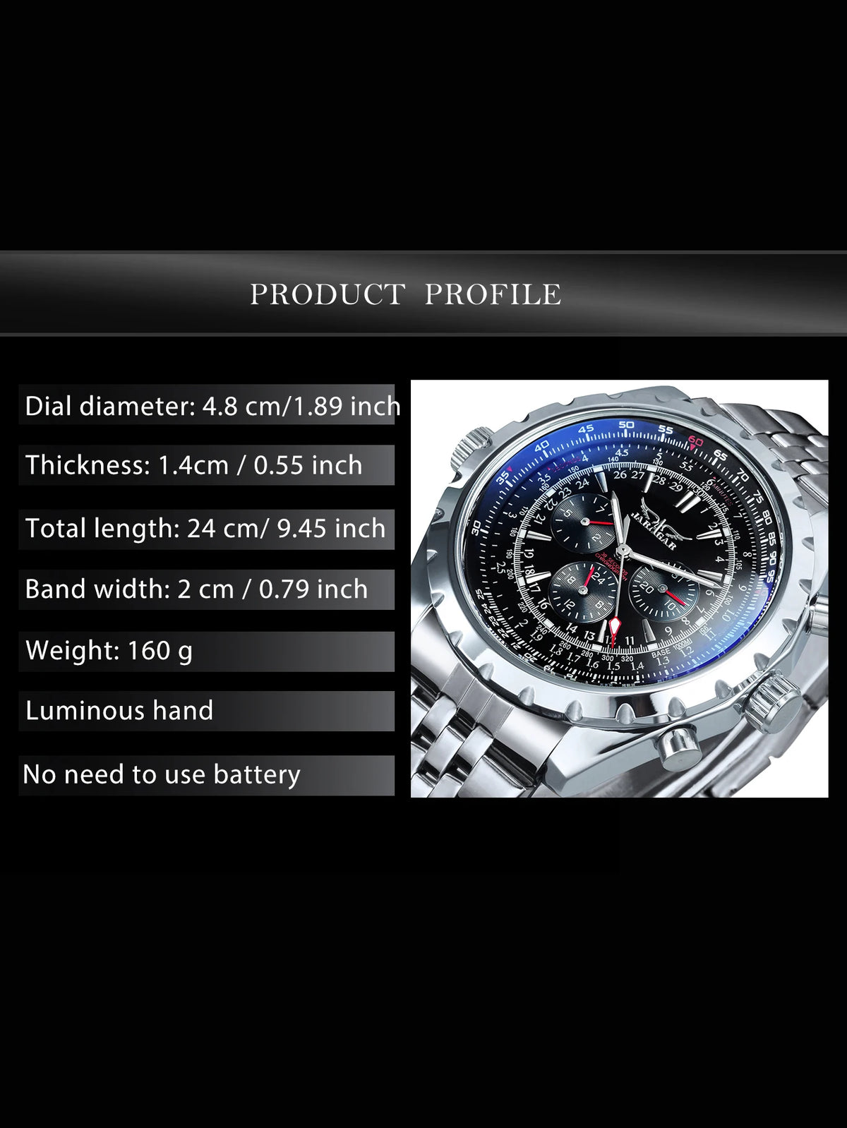 JARAGAR Men’s Luxury Automatic Mechanical Watch  Military Sport Design, Multifunction Dial & Leather Strap