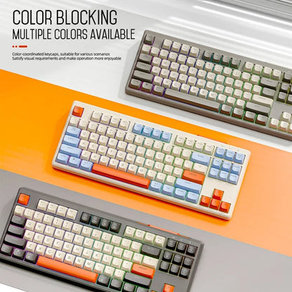 M87 Wireless Bluetooth Dual Mode Keyboard, Mechanical Feeling Gaming Gaming Office Mute PBT Ball Cap Rainbow Light