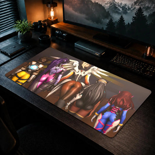 Tapete de Rato Gaming Overwatch para Escritório, Antiderrapante, DIY, Grande, para Teclado e Rato, com Bordas Overlock
