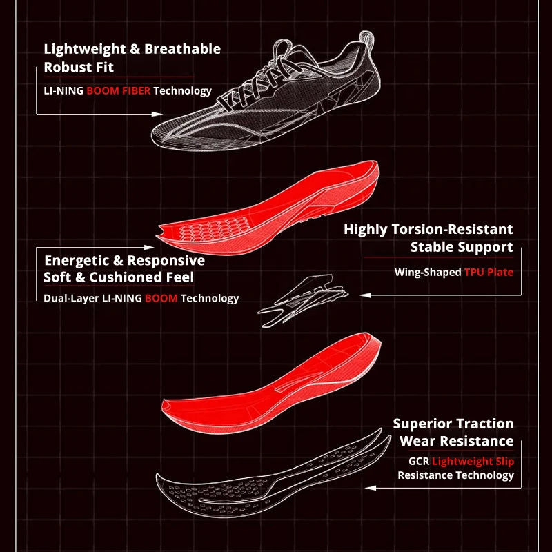 Li-Ning Women's RED HARE 9 PRO Racing Running Shoes BOOM FIBER Reflective Lightweight Li-Ning Training Sports Shoes ARPW002