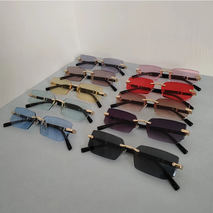 10 Pairs Per Set Wholesale Sunglasses For Women Fashion Rectangle Rimless Outdoor Eyewear Simple Casual Square Sun Glasses