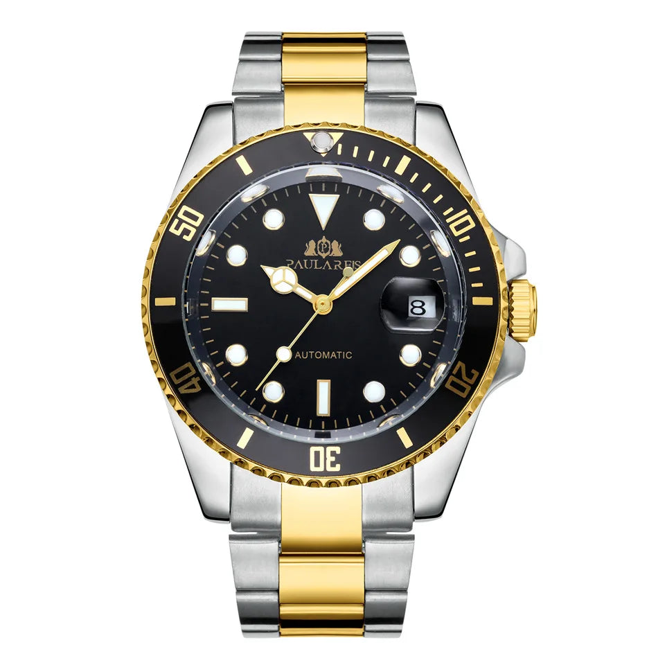 High Quality Automatic Mechanical Watch for Men Stainless Steel Red Dial Date Strong Luminous Luxury Men Watch Reloj Hombre