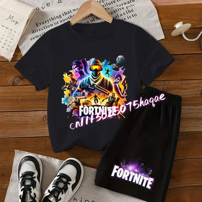 Hot Fortnites Kids T Shirt Shorts Set Cartoon Figure Printed T Shirts Children Tops Summer Casual Sportswear Kids Boys Clothing