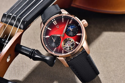 PAGANI DESIGN 41mm Men’s Luxury Mechanical Watch  Sapphire Crystal, Leather Strap & Waterproof