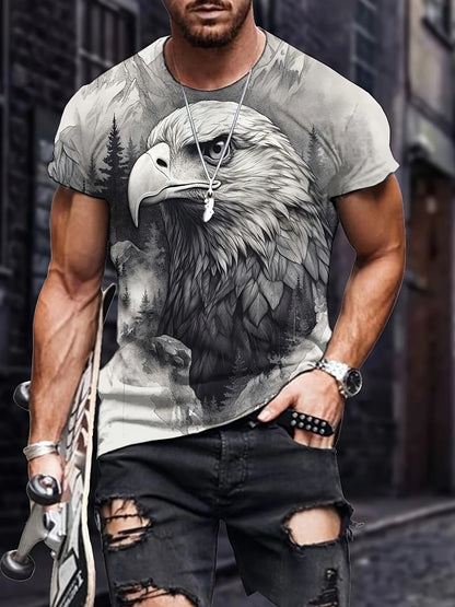 Modne majice z grafiko Eagle Luksuzne majice Poletne moške majice Sproščene majice Majice s kratkimi rokavi 3D-tiskanje Moška oblačila