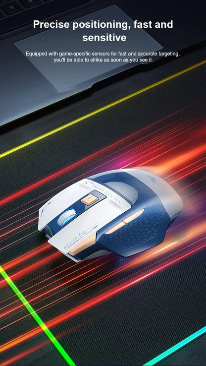 AULA SC550 Wireless Gaming Mouse Dual-mode Rechargeable Luminous Mechanical gaming mouse for Desktop/laptop E-sports USB Mouse