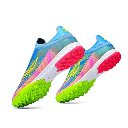 TF Soccer Cleats Men Women Kids PU Synthetic Upper Rubber Outsole Wear-Resistant Non-Slip Training Shoes
