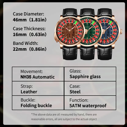 2025 NEW PINDU design Rotating dial Mechanical Watch Men Japan NH35 Movement Sapphire Waterproof TOP-luxurious Automatic watch