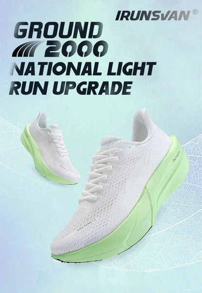 IRUNSVAN Carbon Fiber Sneakers für Einsteiger/Fortgeschrittene, atmungsaktive und bequeme Trainings-Laufschuhe mit dicker Sohle, unisex 130