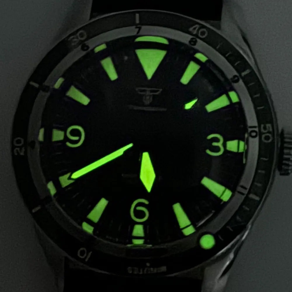 Tandorio NH35A PT5000 Mechanical Mens Watch 20BAR Waterproof Sapphire Luminous Red Black Dial Stainless Steel Bracelet New Clock