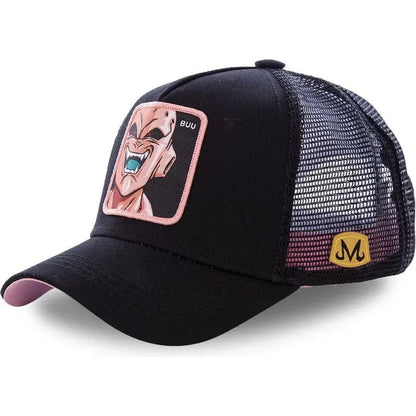 Dragon Ball Son Goku sapka, nyári utazós csúcsos sapka, férfi hímzett hip-hop stílusú napellenzős, állítható trucker hálós sapka