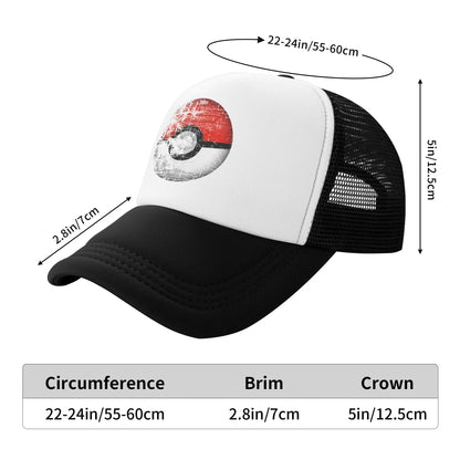 Destroyed Pokemon Pokeball Trucker Cap Men Women Outdoor Hat Trucker Worker Cap Fishing Hat Adjustable Mesh Baseball Caps Summer