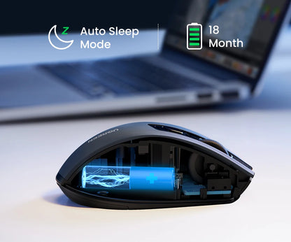 Bezdrátová myš UGREEN Bluetooth 5.0, ergonomická myš 4000 DPI se 6 tichými tlačítky pro MacBook, tablet, notebooky, počítač PC, 2.4G myš
