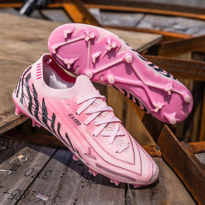 Chaussures de football AG FG pour hommes, semelles amortissantes en PU, crampons antidérapants pour adultes, pour entraînements de football de haute intensité sur pelouse extérieure.
