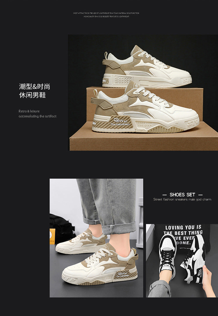 Pantofi sport noi de toamnă pentru bărbați, pantofi confortabili cu platformă pentru bărbați, tendință 2023, pantofi vulcanizați cu șireturi, sneakers casual albi, zapatillas