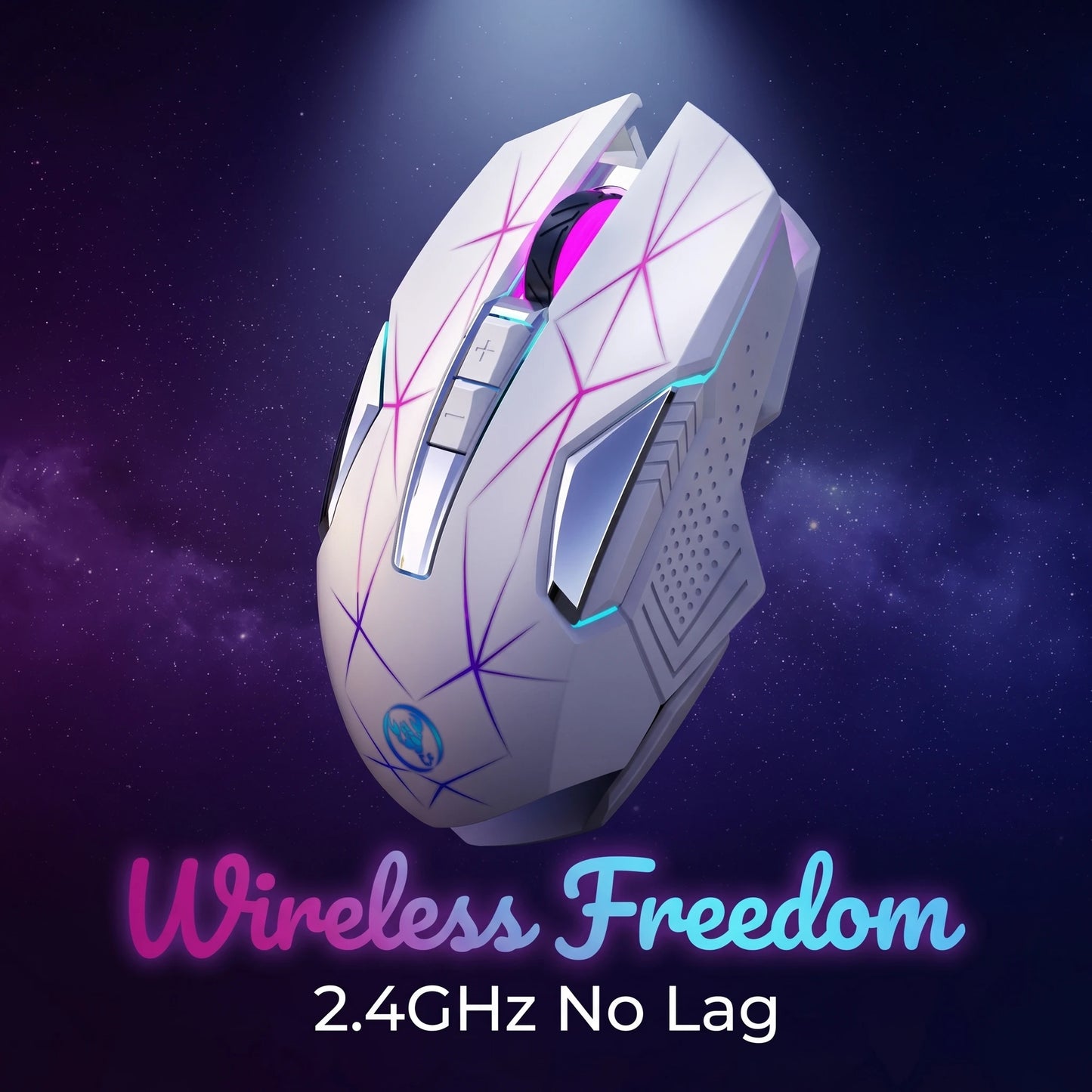 Wireless Gaming Mouse 2.4G Colorful Breathing Light Instant Response No Tangled Cables Work with Gaming Switch