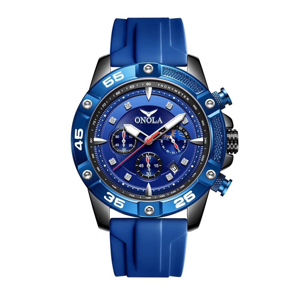ONOLA New Fashion Casual Men's Watch Multi functional Fluorescent Tape Waterproof Quartz Military Watch Men's Clock High Quality