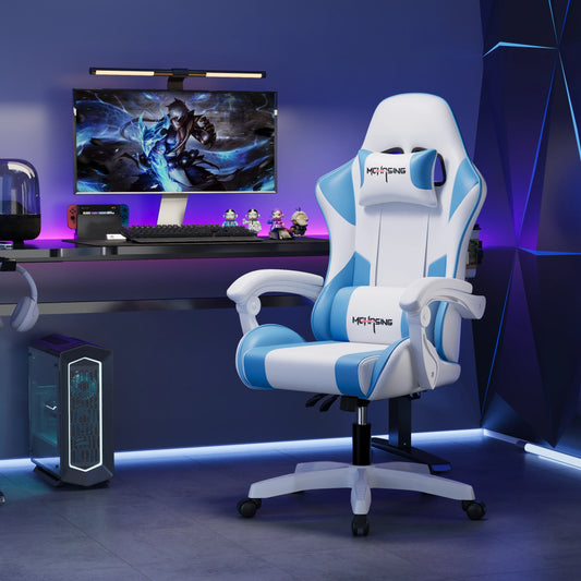 Ergonomic Gaming Chair with Wheels, Modern Swivel Office Chair, Adjustable Computer Chair for Home Office & E-Sport Setup