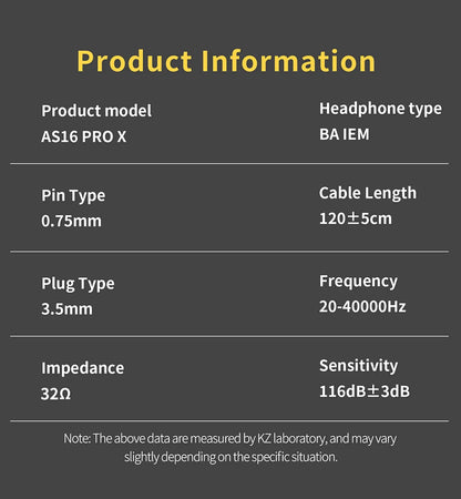 Auriculares intra-auriculares monitor KZ AS16 PRO X HiFi – auscultadores com fios com 8 drivers de armadura balanceada e microfone