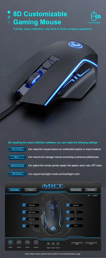 USB Wired Gaming Mouse,RGB Backlit Computer Mice,8 Keys 7200 DPI High Precision Optical Mouse For Office Laptop Home Computer