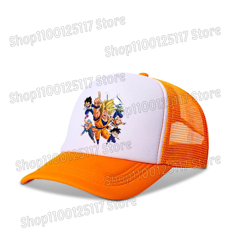 Dragon Ball baseball sapka, anime-nyomtatott sapkák, lélegző, csúcsos sapka, rajzfilm, Goku, nyári sport, snapback, hálós napellenzős sapka, gyermekajándék