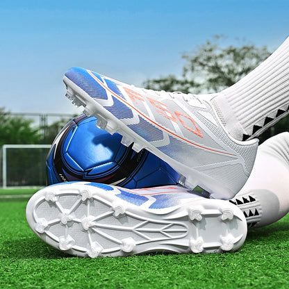 Chaussures de football pour jeunes, crampons pour terrain dur, fermeture à lacets, chaussures de football pour enfants, garçons et filles, chaussures d'entraînement pour activités de plein air.