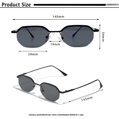Caterside New Retro Small Frame Sunglasses Men's Polygonal Lenses Sun Glasses Women Business Travel Party Eyewear Summer Style