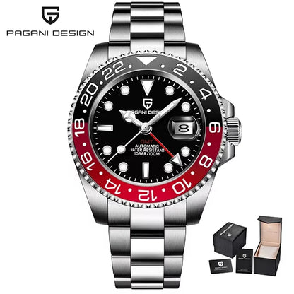 GMT Wristwatch PAGANI DESIGN Automatic Watch 40mm Mens Watch Top Brand Mechanical Watch 100M Waterproof Luminous Watches PD-1662