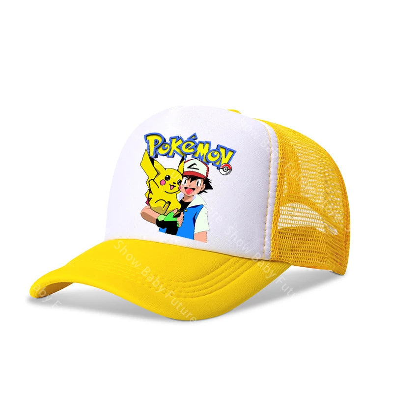 Two Sizes Kawaii Baseball Caps for Adult Cartoon Pokemons Pikachus Outdoor Breathable Mesh Hat Cute Anime Adjustable Sunbonnet