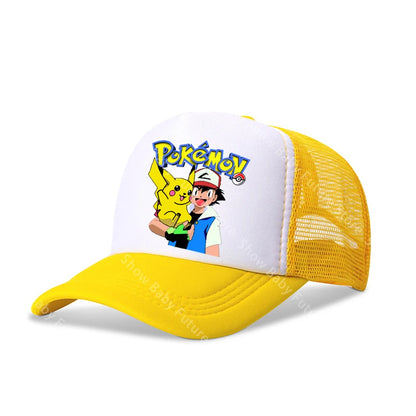 Two Sizes Kawaii Baseball Caps for Adult Cartoon Pokemons Pikachus Outdoor Breathable Mesh Hat Cute Anime Adjustable Sunbonnet