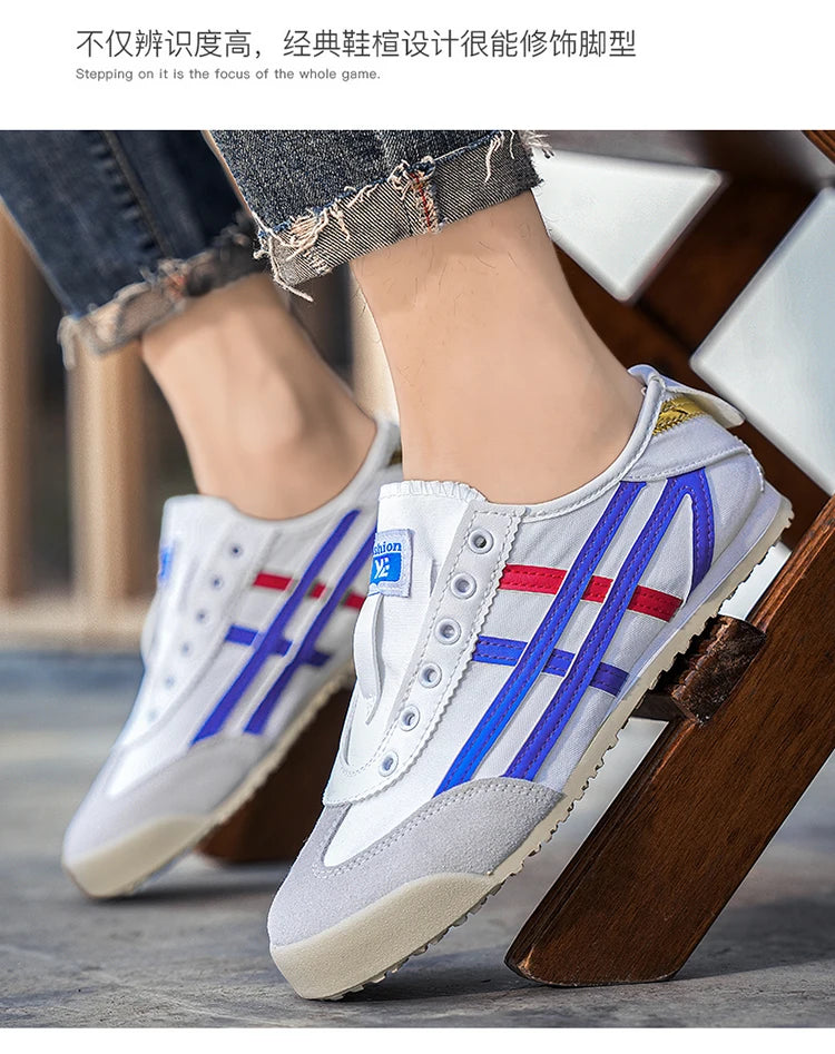 Men's Classic Running Shoes Lace Up Flat Bottom Sports Shoes Soft Sole Walking Gym Breathable Couple Casual Canvas Tennis Shoes