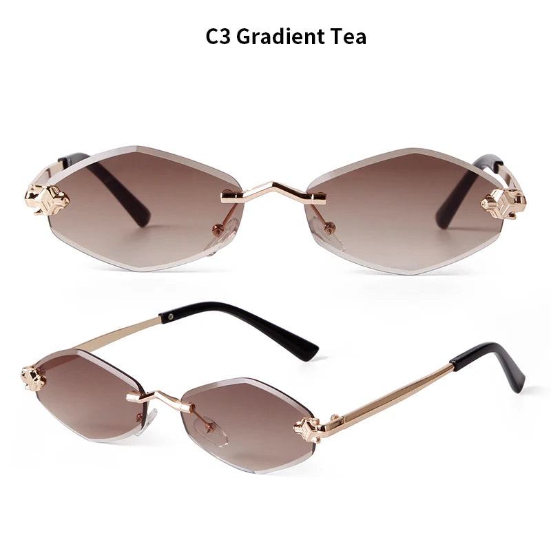SORVINO 2024 Women Luxury Brand Designer Sunglasses New Polygonal Small Rimless Rhombus Sun Glasses Female Retro Eyewear