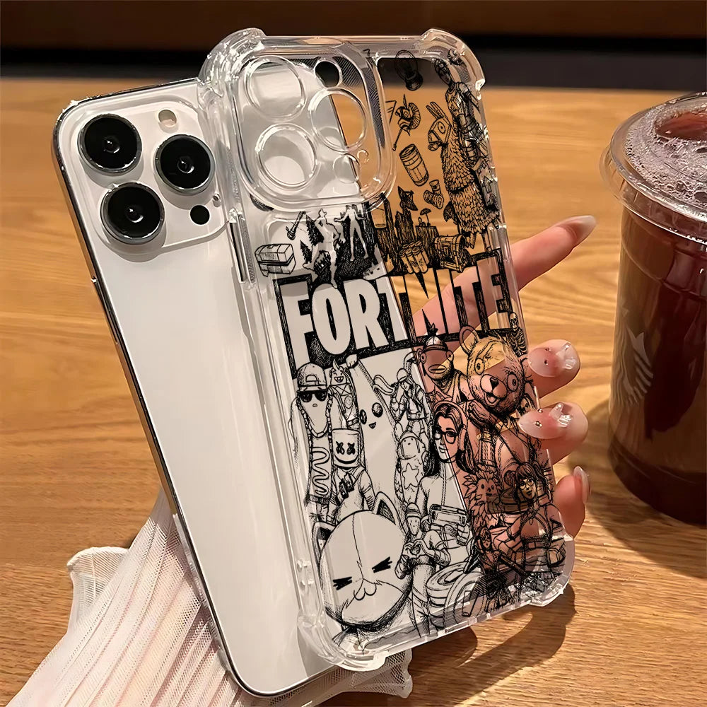 Capa de telemóvel Fortnite para Samsung Galaxy S26 S25 S24 S23 S22 S21 S20 Edge FE Ultra Plus 4G 5G, em TPU transparente antiqueda