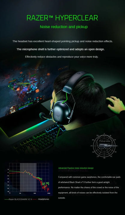 Razer BlackShark V2 X Gaming Headset – 7.1 Surround Sound Wired Gaming Headphones with Noise-Cancelling Microphone for PC, PS5, PS4, Xbox & Nintendo Switch