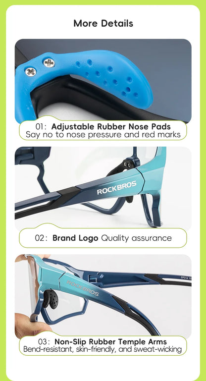 ROCKBROS Children's Cycling Glasses Polarized Photochromic Lens Children Bicycle Glasses Non-Slip Rubber Temple Arm Bike Glasses