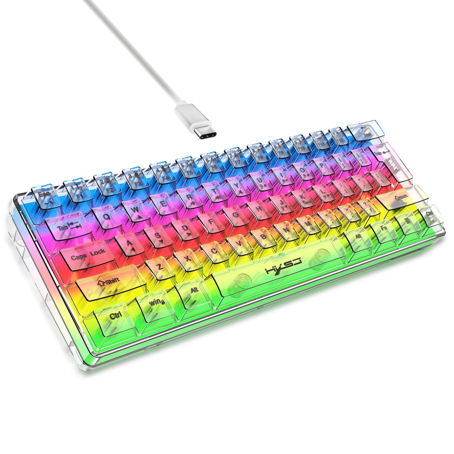 HXSJ-V700 60% RGB Backlit Gaming Keyboard, Compact 61-Key Mini Wired Office Keyboard with Ergonomic Design for office Home use