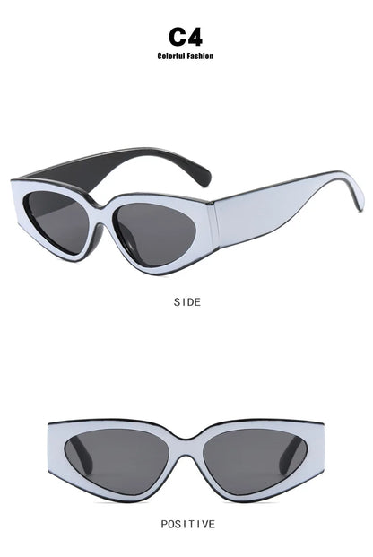 Black White Cat Eye Sunglasses for Women Trendy Vintage Thick Frame Sun Glasses 2025 Classic Shades ladies Goggle