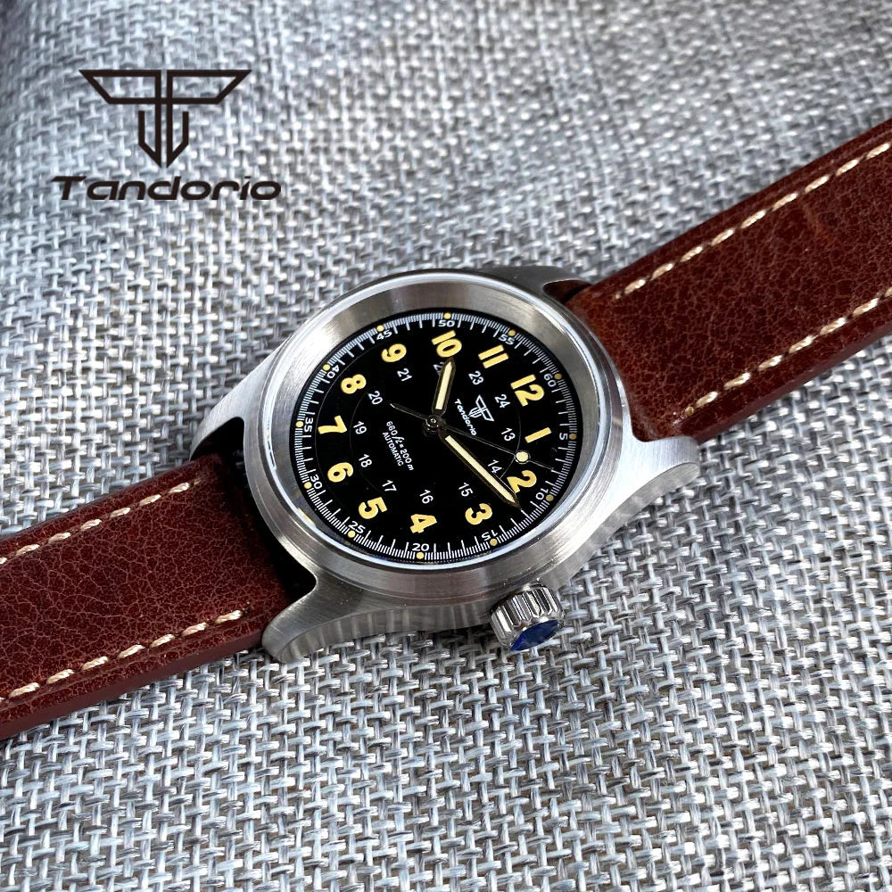 Tandorio 36mm Fashion 20BAR automatische Taucher- und Pilotenuhr für Herren und Damen, NH35/PT5000/Miyota8215 Uhrwerk, Saphir-Armbanduhr, grüne Leuchtmasse
